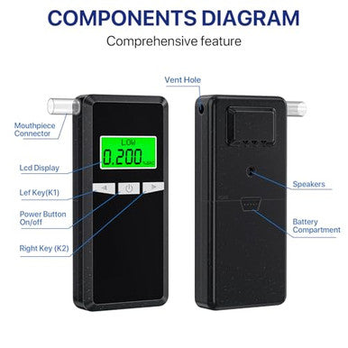 Layfitty Breathalyzer2026 Upgraded Alcohol Tester With Blue Lcd Digital DisplayPortable Alcohol Tester For Home Or Party Use With 10 Mouthpieces