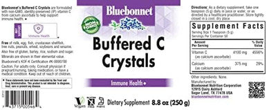 Bluebonnet Nutrition Buffered C Crystals Buffered Vitamin C Powder For Immune Health For Antioxidant Protection Soy Gluten Nongmo Kosher Dairy Vegan Powder 8.8 Oz (250 G)