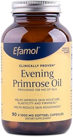 Flora Efamol Pure Evening Primrose Oil Natural Skin Supplement Aids With Skin Firmness Hydration Wrinkles & Smoothness With Omega6 Gla 90 Softgels
