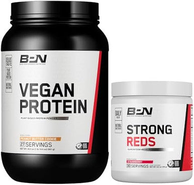 Bare Performance Nutrition Bpn Vegan Peanut Butter Cookie Protein + Strong Reds Strawberry Bundle