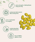 Micro Ingredients L Methylfolate 15Mg 240 Softgels Active 5-Mthf With B6 & Methyl B12 Methylated Vitamin B9 With Coconut Oil