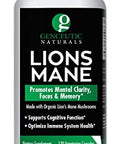 Genceutic Naturals Genceutic Lion'S Mane 120 Count Organic Capsules Lions Mane Mushroom Promotes Mental Clarity And Focus