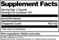 Terravita Chaparral Leaf - 450 Mg (100 Capsules, Zin: 516651)