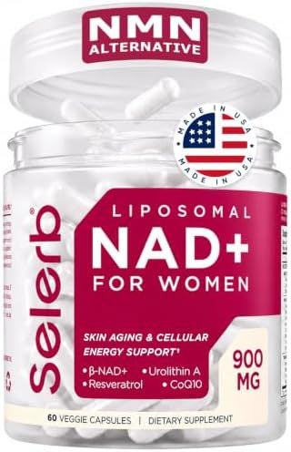 NAD+ Supplement for Women - NMN Alternative with -NAD+ Trans-Resveratrol CoQ10 D-Ribose - Promotes Cellular Renewal Energy and Radiant Skin Health - 60 Capsules Advanced