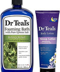 Dr Teal'S Foaming Bath And Lotion Set (2 Pack 42Oz Total) 34Oz Relax & Relief Eucalyptus & Spearmint Foaming Bath 8Oz Nighttime Therapy Melatonin Body Lotion At Home Spa Kit