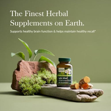 Gaia Herbs Agile Mind Brain & Cognitive Support Herbal Supplements With Organic Turmeric Root Bacopa Black Pepper And Ginkgo Biloba 60 Vegan Liquid Phytocapsules (30Day Supply)