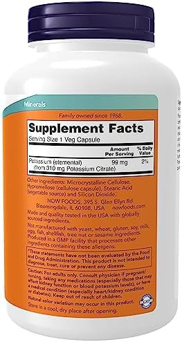 Now Foods Potassium Citrate 99 Mg Supports Electrolyte Balance And Normal Ph Essential Mineral 360 Veg Capsules