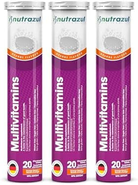 Nutrazul Multivitamin Effervescent Tablets 60 Tablets Immune Support With 9 Essential Vitamins Perfect For Daily Wellness For Adults & Kids Orange Flavor