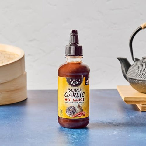 Simply Asia Hot Sauce, Black Garlic, Sweet and Savory Heat Made with Red Pepper and Black Garlic for Noodles, Rice, Stir-Fry, Wings, Yakitori, Chicken, Beef, Veggies, and More, 8 fl oz