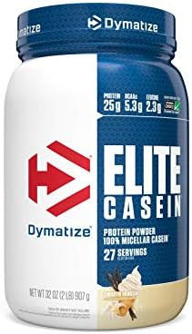Dymatize Elite Casein Protein Powder Slow Absorbing With 25G Protein Bcaas & Leucine For Muscle Building And Overnight Recovery Rich Chocolate 4 Pound