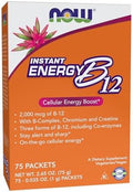 Now Foods Supplements Instant Energy B12 (2000 Mcg Of B12 Per Packet) Cellular Energy Boost 75 Packets