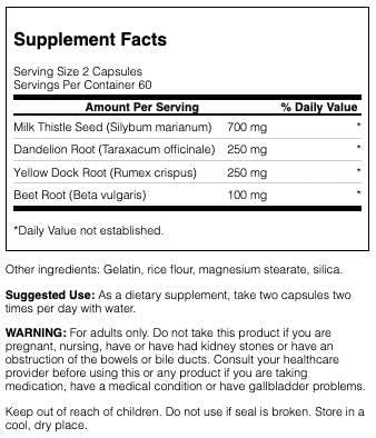 Swanson Milk Thistle Dandelion & Yellow Dock - Herbal Liver Support Supplement - Natural Supplement Helping to Maintain Overall Health & Wellbeing - (120 Capsules) 1 Pack