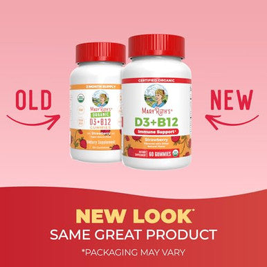 Maryruth'S Organic Vitamin D3 B12 Gummies For Ages 4 Bone Health Immune Support Energy Metabolism Cognitive Function Vegan Non-Gmo Gluten Free 60 Servings 2 Month Supply