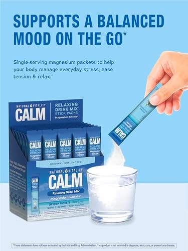 Natural Vitality Calm Magnesium Powder Unflavored 30 Packets (Package May Vary)