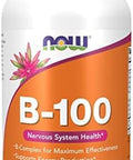 Now Supplements Vitamin B100 Energy Production Nervous System Health 250 Veg Capsules