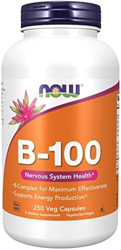 Now Supplements Vitamin B100 Energy Production Nervous System Health 250 Veg Capsules