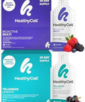 Healthycell Telomere Length Healthy Aging Supplement + Vibrant Hair Skin & Nails Liquid Collagen Supplement For Women & Men Bundle