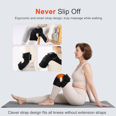 Klugpop Knee Massager With Heat For Pain Relief V5.0[2026 Upgraded] - Electric Cordless Heated Knee Brace With 6 Heat Levels And 3 Vibration Massage Mode s For Men Women (Black ) 2-Pack