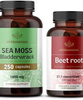 Herbamama Sea Moss And Beet Root Kit - Bundle Of 1600 Mg Sea Moss With Bladderwrack And 21:1 Concentrate Beet Root Capsules - Vegan Non-Gmo Gelatin- - 2 Pack