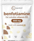 Micro Ingredients Vitamin B1 Benfotiamine 600Mg Per Serving 240 Coconut Oil Softgels Bioavailable B Vitamins Supplement Converted To Active Thiamine Non-Gmo Soy Free