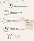 Micro Ingredients Pure Methylated Multivitamin For Women 240 Capsules 32-In-1 Formula With Vitamin B C D Iron Methylfolate & More Supports Women 'S Daily Wellness Filler Free Non-Gmo