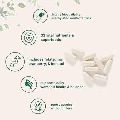 Micro Ingredients Pure Methylated Multivitamin For Women 240 Capsules 32-In-1 Formula With Vitamin B C D Iron Methylfolate & More Supports Women 'S Daily Wellness Filler Free Non-Gmo