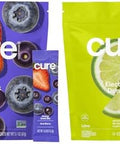 Cure Hydration Plantbased Electrolyte Drink Mix Energy & Dehydration Bundle No Sugar Coconut Water 100Mg Caffeine Nongmo Vegan 14Pack Each: Acai Berry & Lime