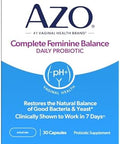 Azo Complete Feminine Balance Daily Probiotics For Women Clinically Proven To Help Protect Vaginal Health Helps Balance Ph And Yeast Nongmo 60 Count