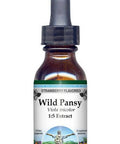 Terravita Wild Pansy (Violet, Viola Tricolor, Heartsease) Glycerite Liquid Extract (1:5) - Strawberry Flavored (1 Oz, Zin: 512744)