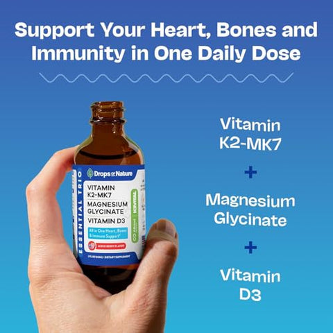 Drops Of Nature Magnesium Glycinate With Vitamin K2 D3 Drops (Mixed Berry 60 Ml) & Pella Nutrition Mushroom Coffee With Lion'S Mane (Regular Caffeine 60 Cups) Vegan Non-Gmo Focus & Bone Health