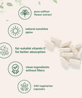 Micro Ingredients Pure Saffron Extract 240 Veggie Capsules 2-In-1 Formula With High Absorption Fat-Soluble Vitamin C Mood Vision & Heart Support Filler Free