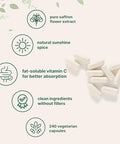 Micro Ingredients Pure Saffron Extract 240 Veggie Capsules 2-In-1 Formula With High Absorption Fat-Soluble Vitamin C Mood Vision & Heart Support Filler Free