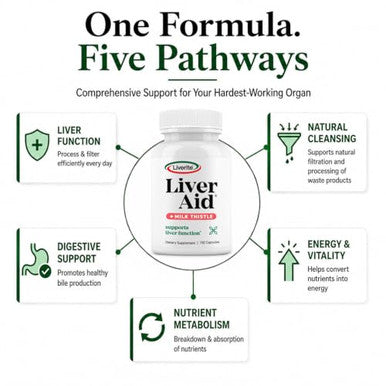 Liverite Liver Aid 2 Pack (Total Liver Support Supplement With Amino Acids 150 Capsules 2 Pack