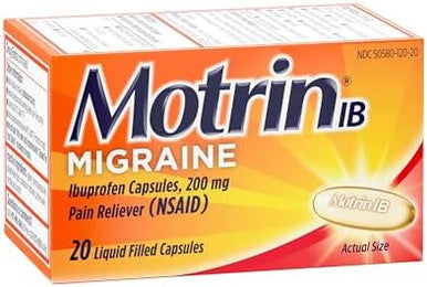 Motrin IB Migraine Relief Liquid Gel Capsules with Ibuprofen per Capsule Fast and Effective Migraine Headache Relief Medicine with NSAID Pain Reliever Ibuprofen Caffeine-Free