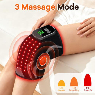 Puroth Red Light Therapy Knee Brace With Massage 3 Vibration Knee Massager With 660Nm 850Nm Infrared Red Light 5000Mah Cordless Electric Heated Knee Wrap For Knee Joint Elbow For Men Women