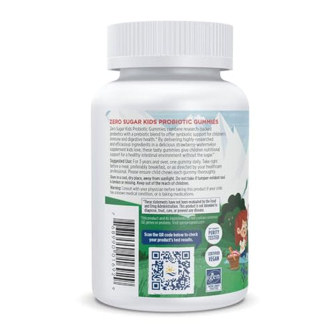 Nordic Naturals Zero Sugar Kids Probiotic Gummies - Strawberry Watermelon Flavor - 30 Gummies - Supports Digestive Wellness & Immune Health - Non-Gmo - Third Party Tested - Vegan 30 Servings