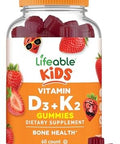 Lifeable Kids Vitamin D3 K2 Gummies 500Iu D3 And K2 100Mcg Great Tasting D3 And K2 Supplements For Bone Health And Immunity Vit D3 K2 For Kids 60 Gummies