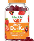 Lifeable Kids Vitamin D3 K2 Gummies 500iu D3 and K2 100mcg Great Tasting D3 and K2 Supplements for Bone Health and Immunity VIT D3 K2 for Kids 60 Gummies