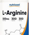 Nutricost L-Arginine 500Mg, 300 Capsules - Gluten And Non-Gmo