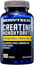 Bodytech Creatine Monohydrate Capsules Micronized For Maximum Absorption Supports Muscle Strength & Power Convenient Capsule Form (100 Capsules)