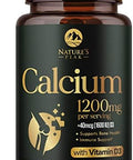 Calcium 1200 Mg With Vitamin D3, Calcium Supplement Vitamins, Bone, Teeth & Immune Health Support, Calcium Supplements With D For Women & Men, Nature'S Absorbable Calcium Carbonate - 240 Tablets