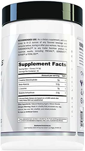 Cutler Nutrition Fundamentals Intra Or Post Workout Recovery Drink: 4 Key Ergogenic Aids For Maximum Performance And Muscle Growth: Creatine Betaalanine Betaine And Leucine 30 Servings Unflavored