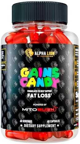 Alpha Lion Gains Candy Supplement Pills For Muscle Pump & Blood Flow Nitric Oxide Booster Supports Mental Focus Use Daily To Workout Performance 63 Capsules (Nitrosigine)