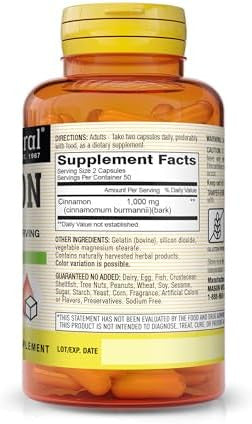 Mason Natural Cinnamon 1000 Mg 100 Capsules (Pack Of 3) Herbal Dietary Supplement