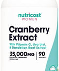 Nutricost Cranberry Extract For Women (35000Mg Equivalent)180 Capsules With Vitamin C Uva Ursi & Dandelion Root Extract Nongmo & Gluten Health Supplement