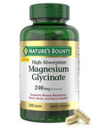 Nature's Bounty High Absorption Magnesium Glycinate For Supporting Muscle Relaxation And Bone Heart & Nerve Health Non-Gmo Gluten- Vegetarian /60 Servings 240 Mg 120 Count