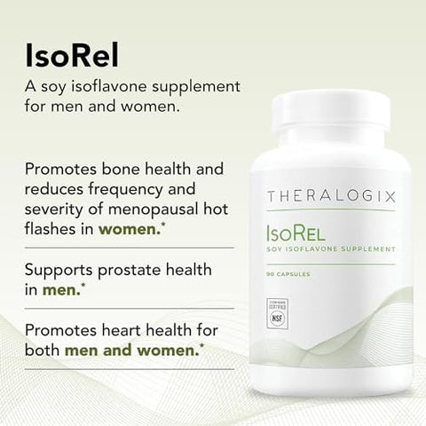 Theralogix Isorel Whole Soybean Extract Supplement 90Day Supply Menopause Support To Aid Hot Flashes Prostate Health Support For Men Nsf 90 Capsules
