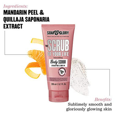 Soap and Glory Original Pink The Scrub Of Your Life Exfoliating Body Scrub Smoothing and Buffing Vegan Scrub Rose and Bergamot Body Polish With Shea Butter and Vitamin E (200Ml)
