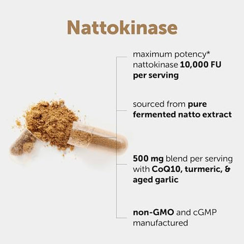 Micro Ingredients Nattokinase 10000 Fu Per Serving (Natural Natto Extract) 240 Vegetarian Capsules With Coq10 Turmeric Aged Garlic & Pine Bark Extract Non-Gmo Lab Tested Cgmp Manufactured