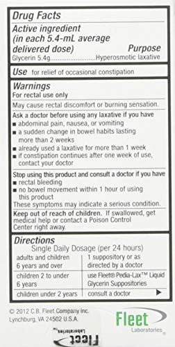 Fleet Laxative Liquid Glycerin Suppositories 4 Count 7.5 Ml Each Pack Of 12 Fast Constipation Relief In Minutes